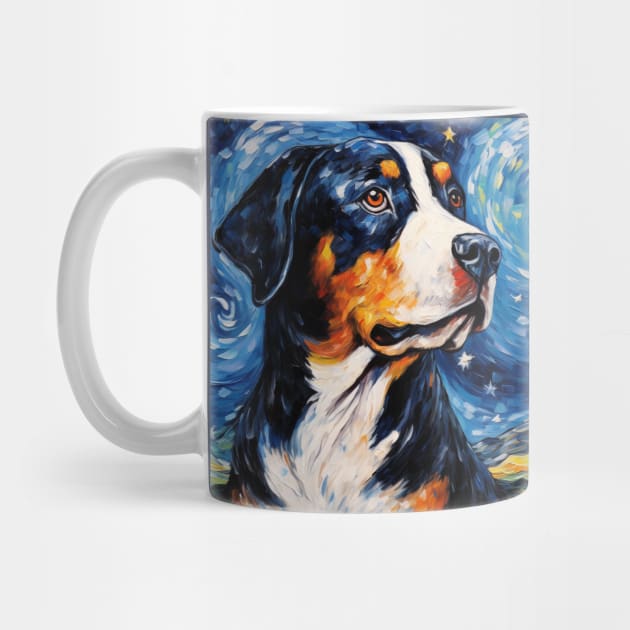 Swiss Mountain Dog Starry Night by NatashaCuteShop